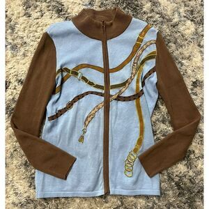 vintage Berer full zip sweater embroidered patchwork womens size small